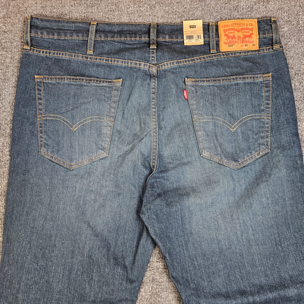 Levis 514 Jeans Men's 40x30 Straight Fit Stretch Dark Wash Denim NEW Casual Blue - Picture 13 of 13